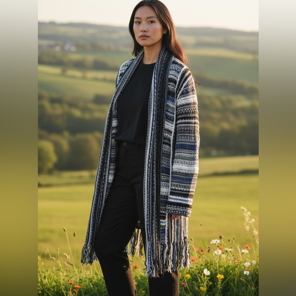 NIC+ZOE Multicolor Fringe Cardigan xl #boho #cottage core #westeren